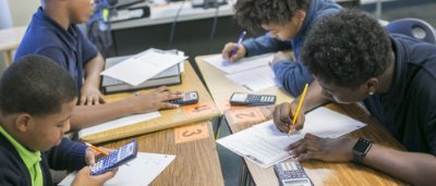 Students completing work