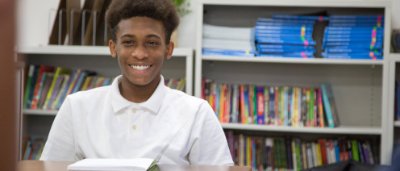 Student reading a book