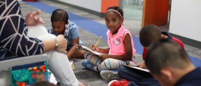 Students completing work