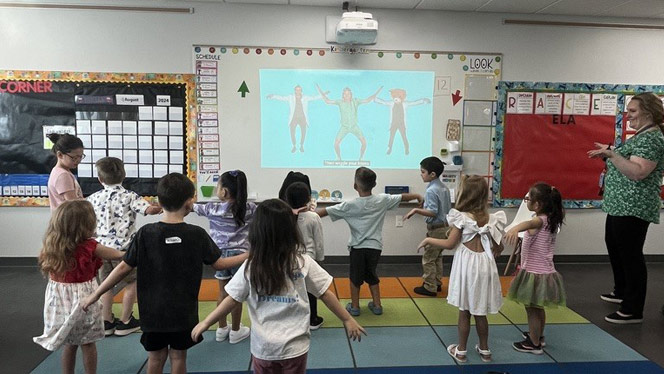 K-8 School in Colorado Springs CO: Kinder Camp students participating in activity at Mountain View Academy.