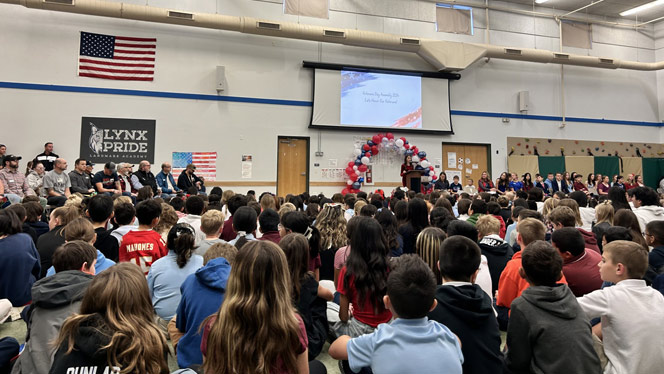 K-8 School in Commerce City: Around 50 veterans were honored by students at Landmark Academy's assembly.