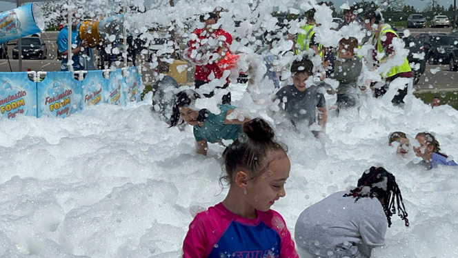 K-12 School in Waterford: Students enjoying a foam party at Oakside Prep.