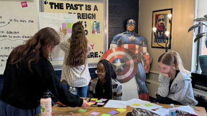 High School in Kentwood MI: Grand River Prep's Future Educator program participants in classroom.