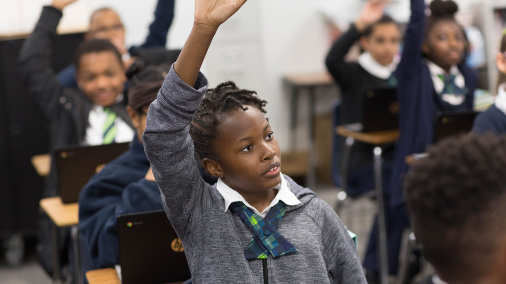Student Works on a Paper