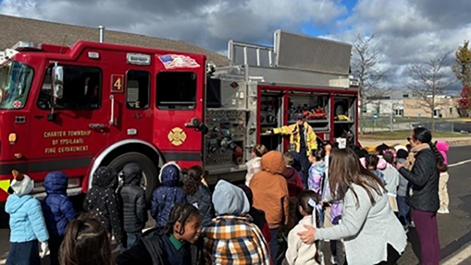 K-8 School in Ypsilanti: East Arbor students participate in NHA Safe Schools Week.