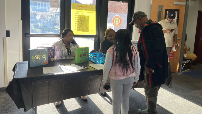 K-8 School in Detroit: Parents were able to gather resources during the event.