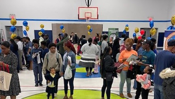 K-8 School in St. Albans: Riverton families attend high school fair at Riverton Street Charter School.