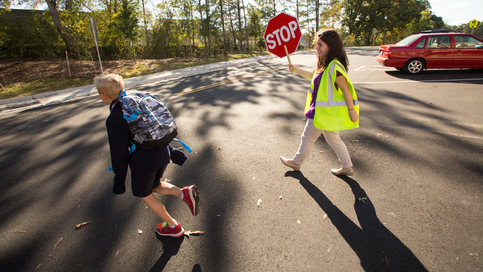 Parent picking up student from class