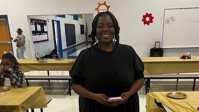 K-8 School in Baker: Dineshea Chambers is the student and family liaison at Advantage Charter Academy.