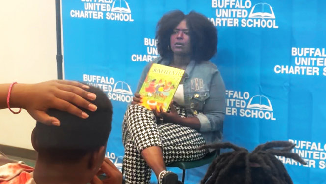 City of Buffalo Councilwoman Everhard reads book to Buffalo United students.