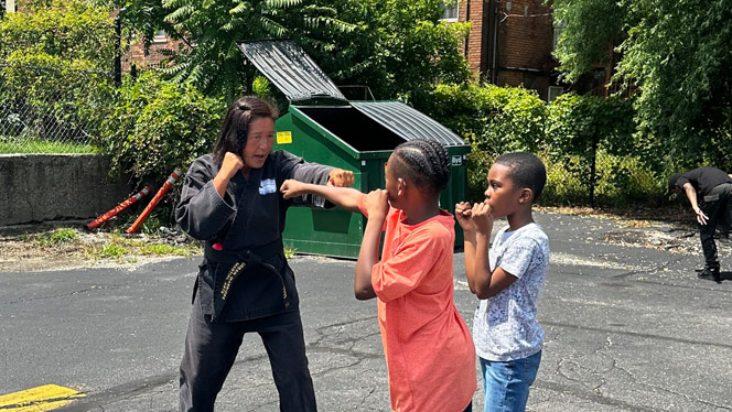 K-8 School in Detroit MI: Detroit Merit students learning martial arts.