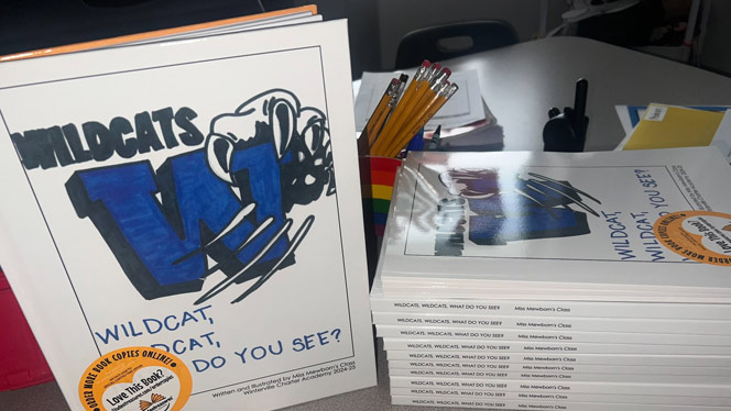 K-8 School in Winterville: “Wildcat, Wildcat, What Do You See?” books authored by Mia Mewborn’s class.