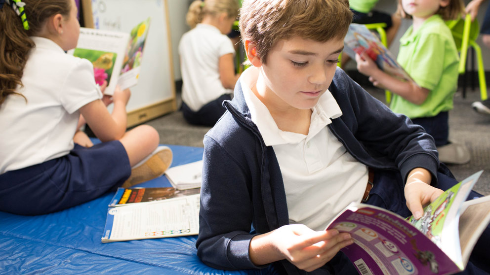 Student reading a book