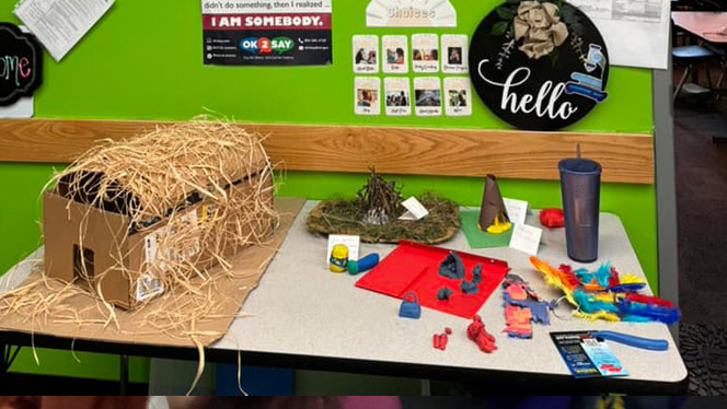 K-8 School in Livonia: Grand River Academy student project on display.