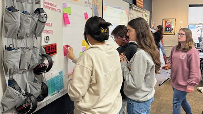 High School in Kentwood MI: Grand River Prep's Future Educator program participants in classroom.