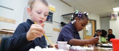 Students participating in art activity