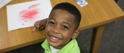 Student shows art creation