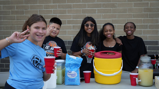 K-8 School in Canton: South Canton students hydrate between stations.