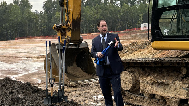 New School in Durham NC: DSQ Steve Ponds addresses groundbreaking ceremony attendees.