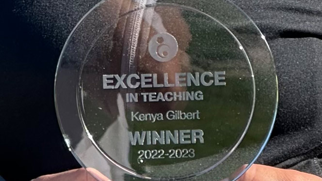 Regent Park's Ms. Gilbert wins Excellence in Teaching Award for 2022-23.