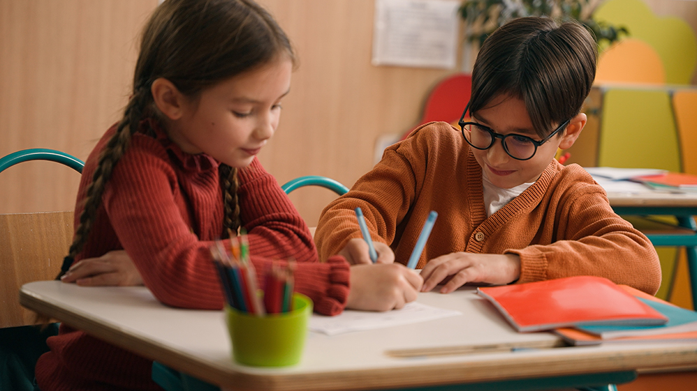 Two students studying together.