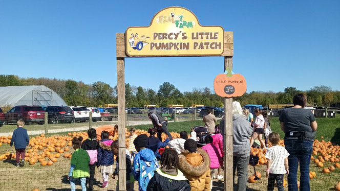 K-8 School in Cincinnati: Orion students got to pick a pumpkin from Percy's Little Pumpkin Patch.