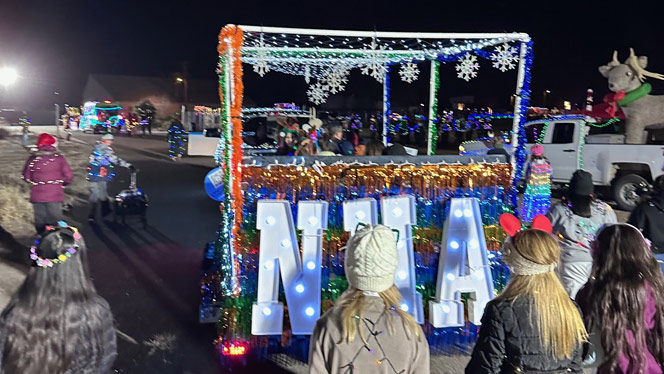 K-8 School in Brighton: CO NHA schools Landmark and Foundations partner up on float in parade.