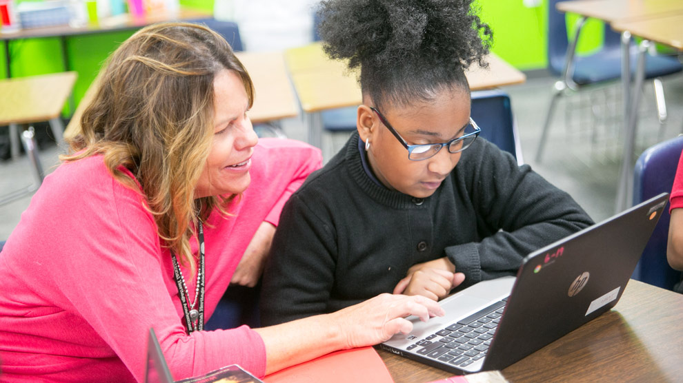 Parent picking up student from class